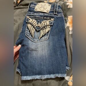 Miss Me Women's Frayed Jean Shorts - Dark Blue